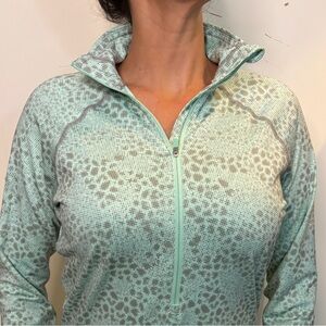NIKE PRO HALF ZIP SLIM PATTERNED PULLOVER WITH THUMB HOLES ATHLETIC SIZE L